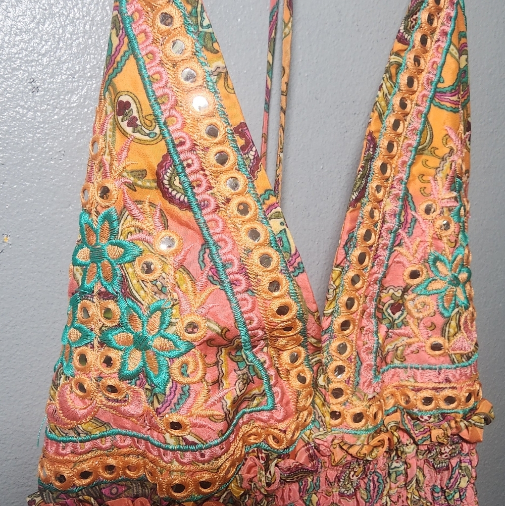 Zury Boho Paisley Silk-Blend Dress – Free Size – Made in India - Picture 5 of 10